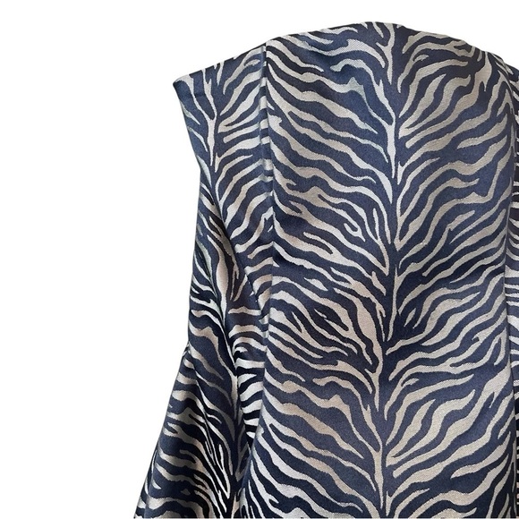 Vtg Cache Zebra Animal Print Strapless Bubble Mini Dress Dark Navy Blue Size 4 - Picture 3 of 8